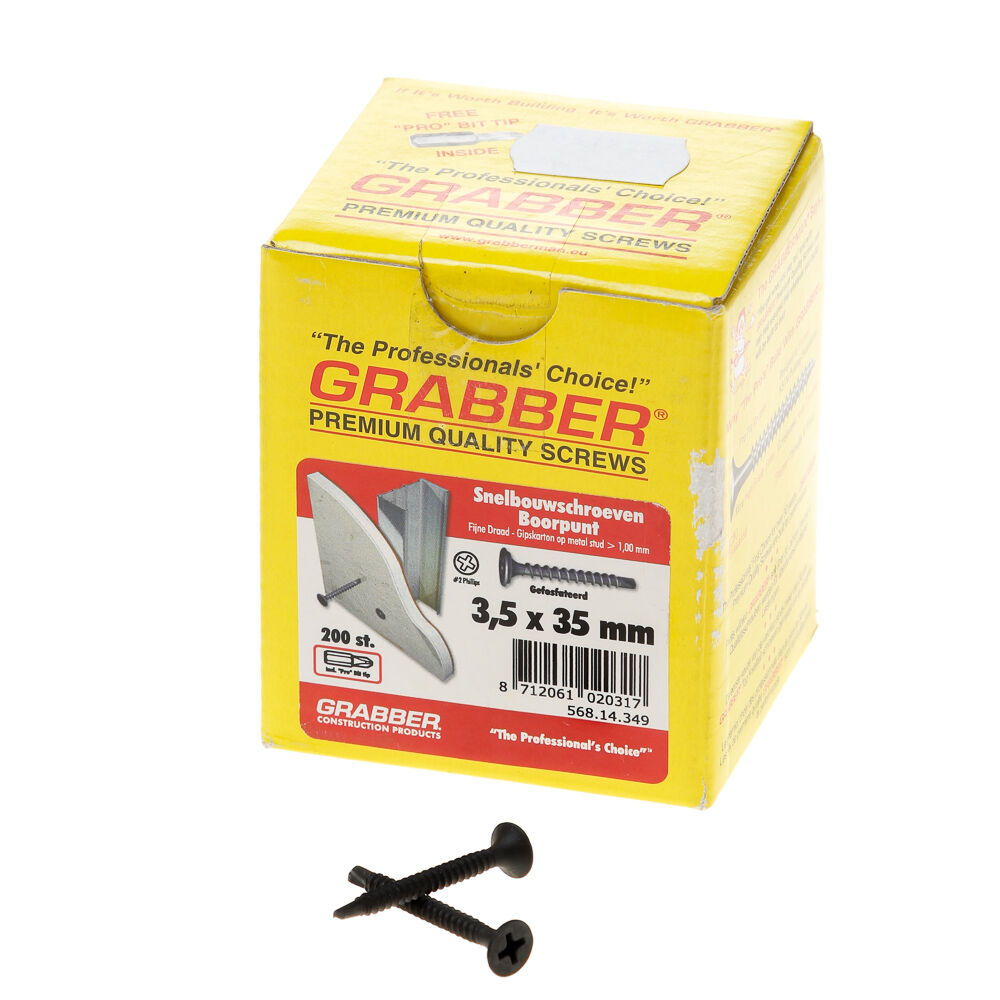 Grabber snelbouwschroef 3.5x 35 boorpunt