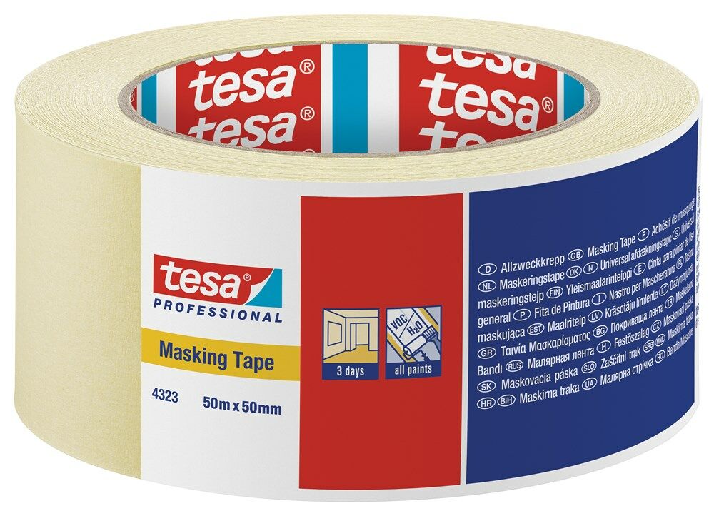 Tesa afplaktape Tesakrepp 4323 Chamois 50mmx50mtr