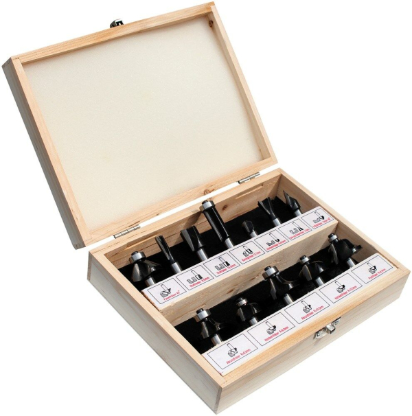 Frezenset HM 8mm in houten kist (12-dlg)