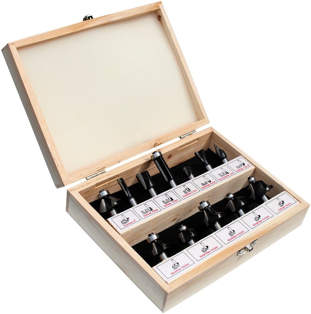 Frezenset HM 8mm in houten kist (12-dlg)
