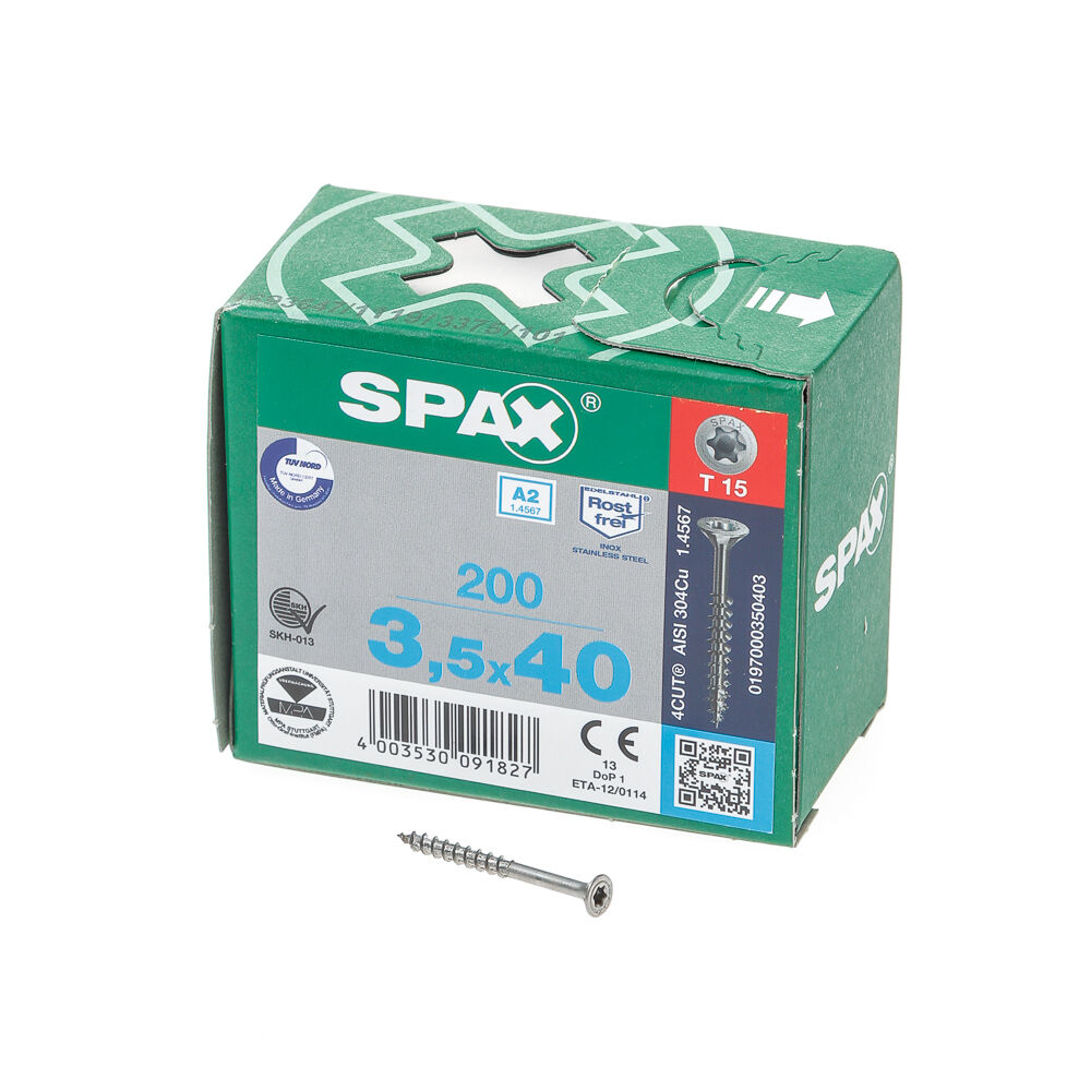 Spax pk t15 rvs dd 3,5x40(200)