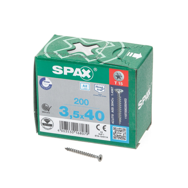Spax pk t15 rvs vd 3,5x40(200)