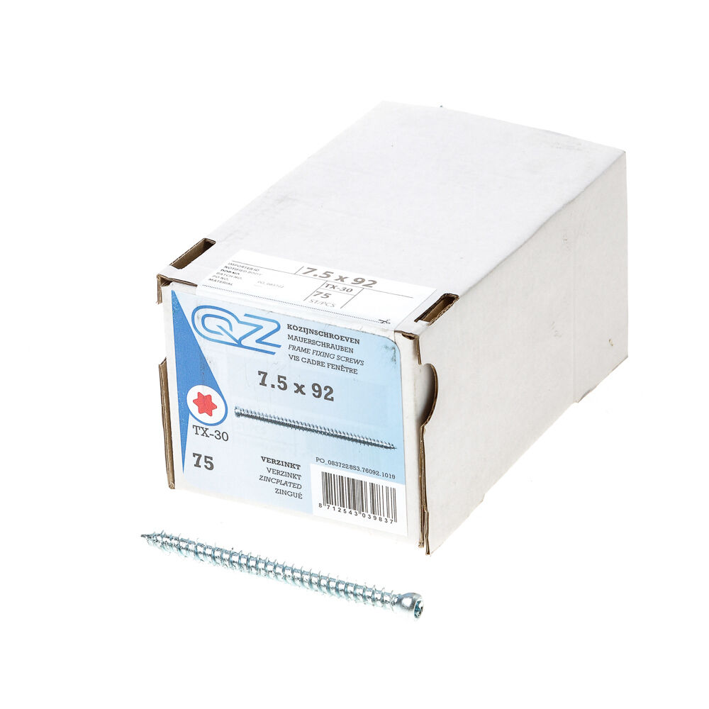 Kozijnschroef QZ geg 7.5x92 ck t25