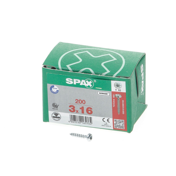 Spax bolkop t10 3,0x16(200)