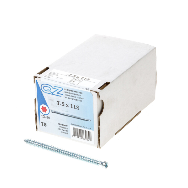 Kozijnschroef QZ geg 7.5x112 ck t25