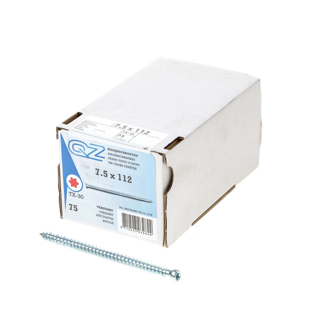 Kozijnschroef QZ geg 7.5x112 ck t25