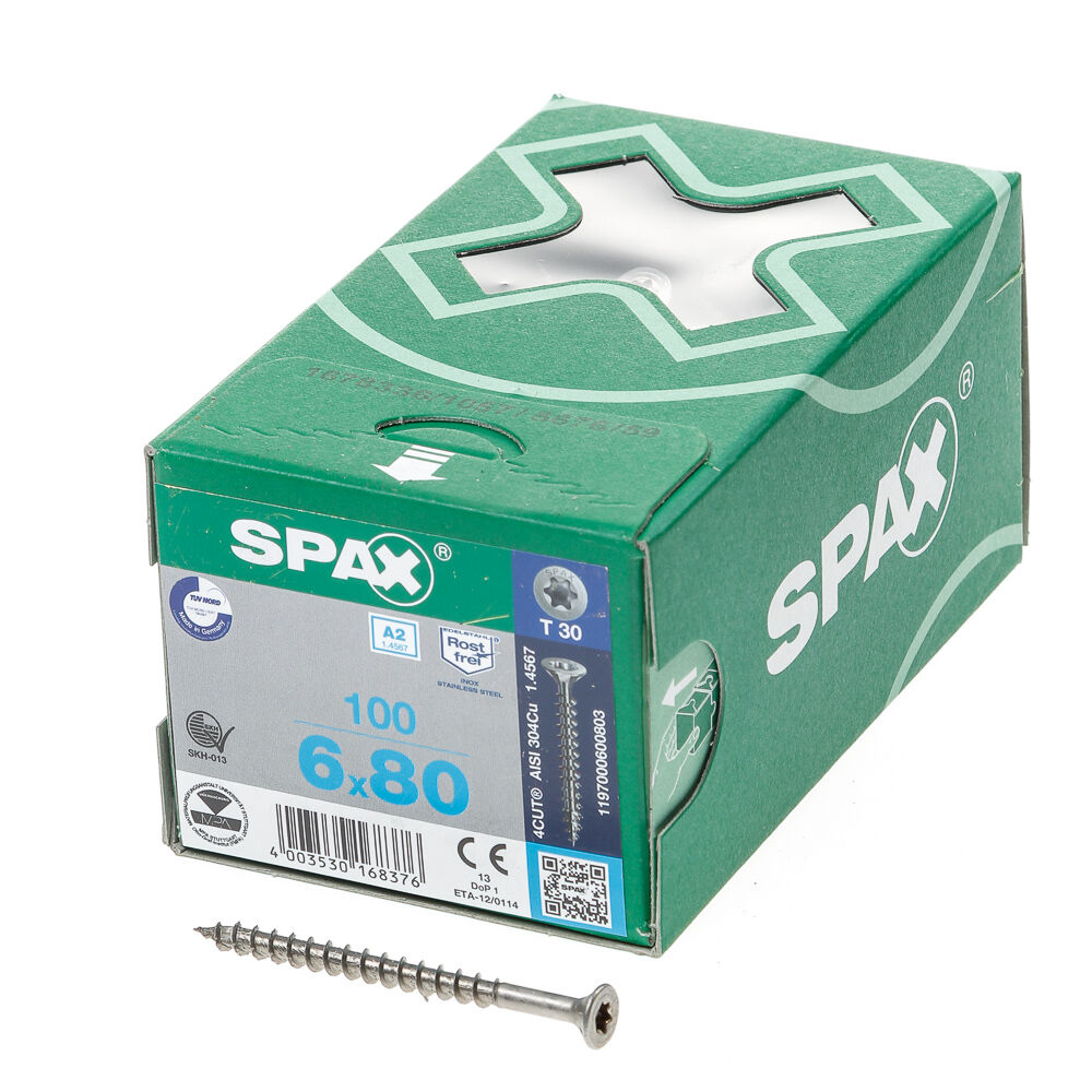 Spax pk t30 rvs vd 6,0x80 (100)