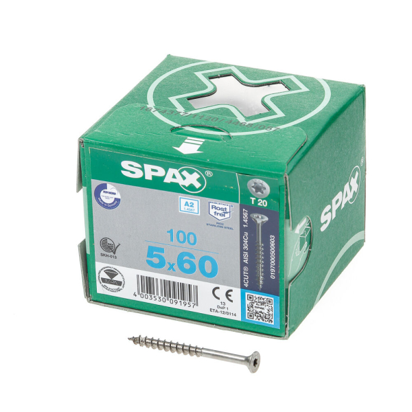 Spax pk t20 rvs dd 5,0x60(100)