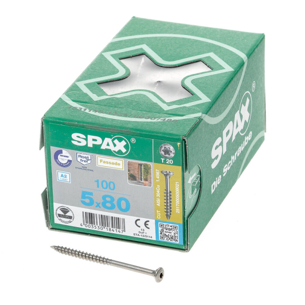 Spax lk t20 rvs boorp. 5.0x80 tg