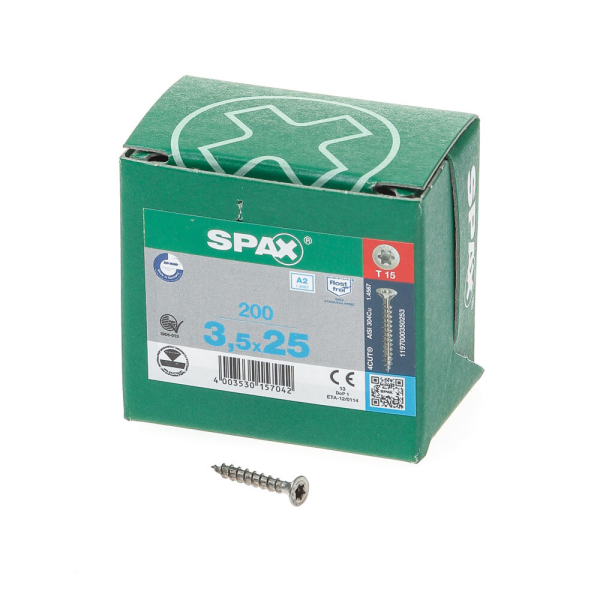 Spax pk t15 rvs vd 3,5x25(200)