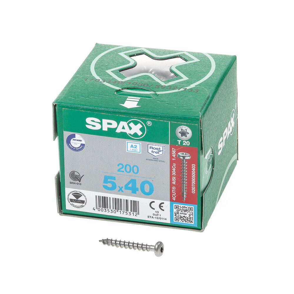 Spax bk t20 rvs 5,0x40(200)