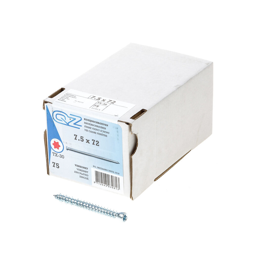 Kozijnschroef QZ geg 7.5x72 ck t25