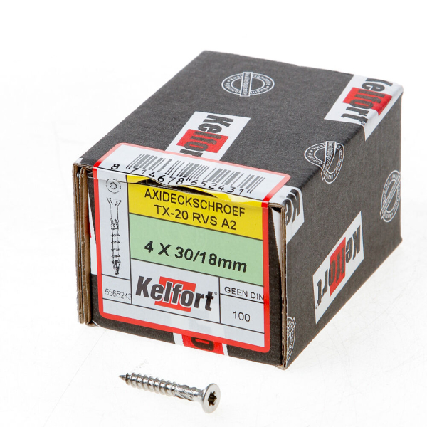 Axideckschroef rvs 4.0x 30/18