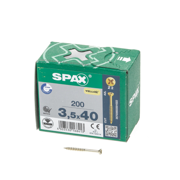 Glaslatschroef geel pk pz 3.5x40