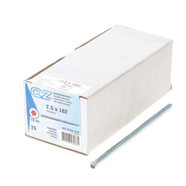 Kozijnschroef QZ geg 7.5x182 ck t25