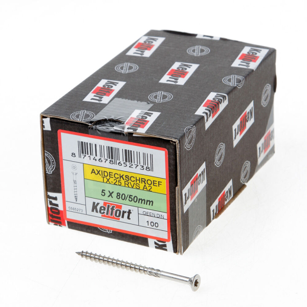 Axideckschroef rvs 5.0x 80/50