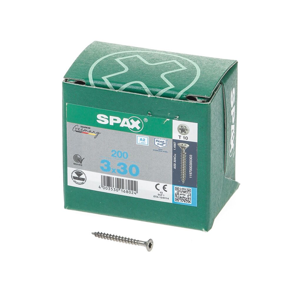 Spax pk t10 rvs vd 3,0x30(200)