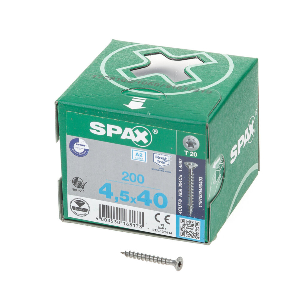 Spax pk t20 rvs vd 4,5x40(200)