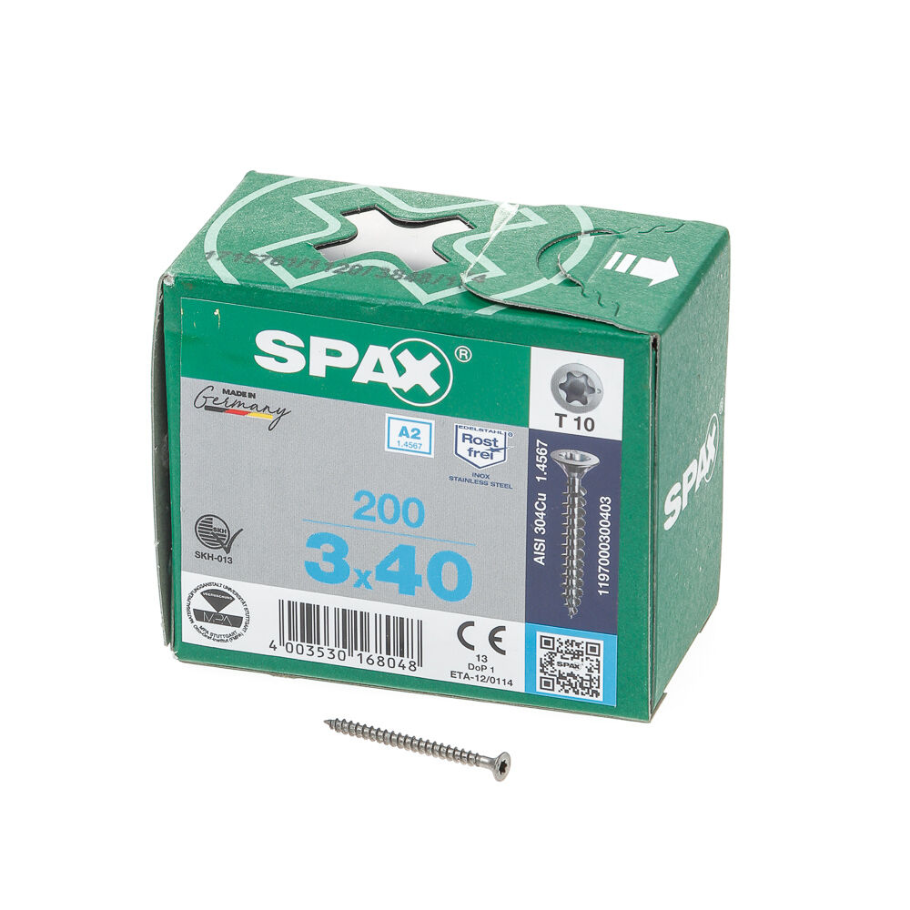 Spax pk t10 rvs vd 3,0x40(200)