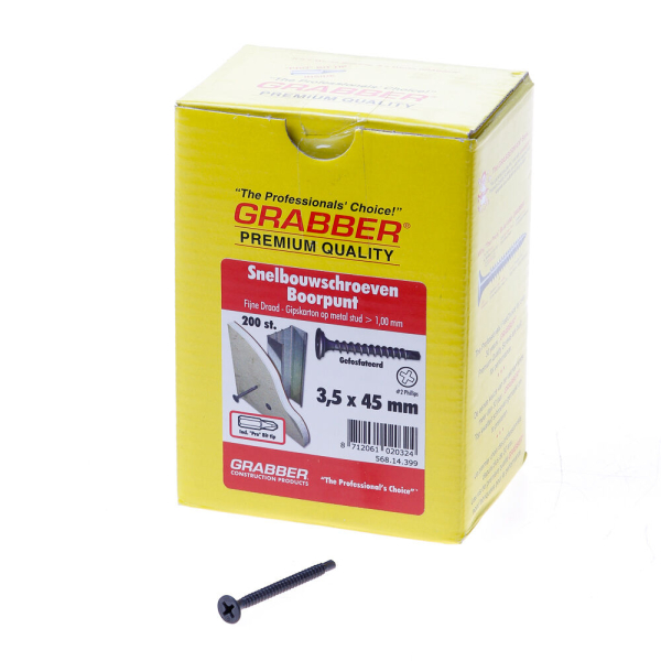 Grabber snelbouwschroef 3.5x 45 boorpunt