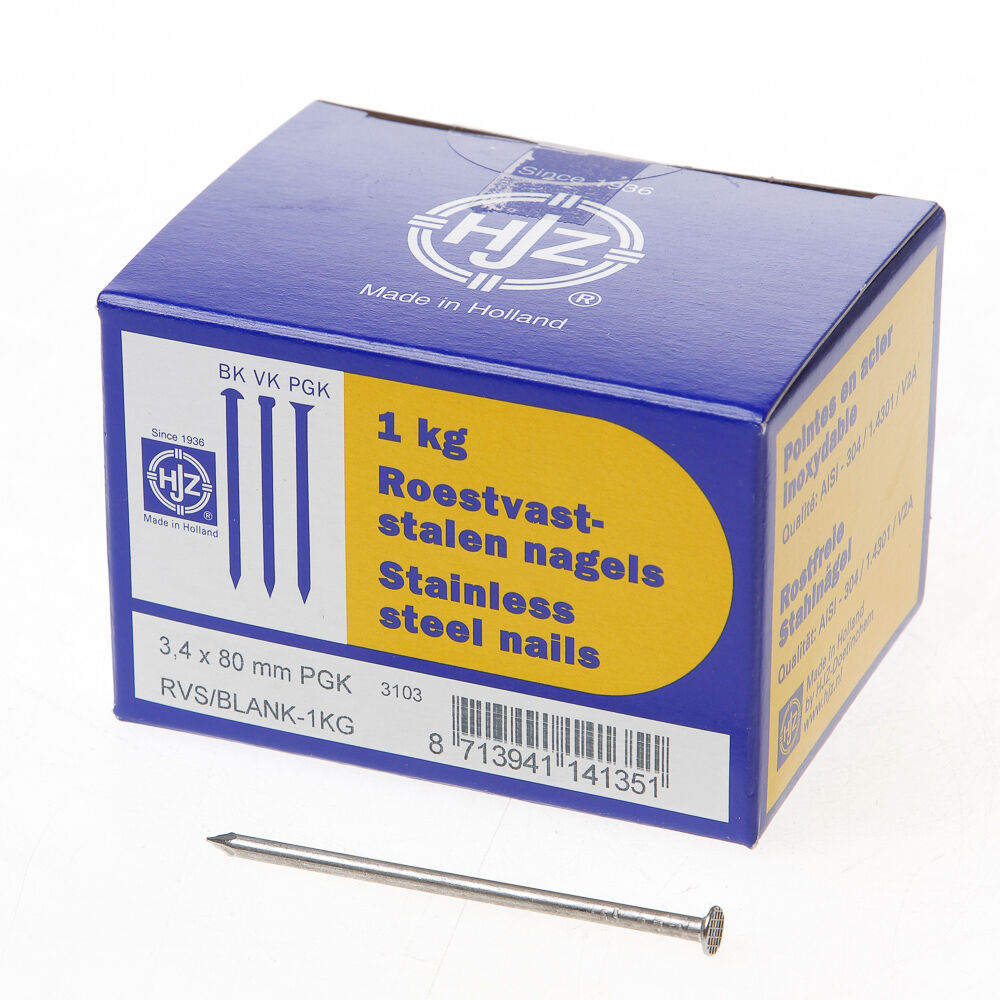 1 kg spijkers rvs pgk 80x3.4