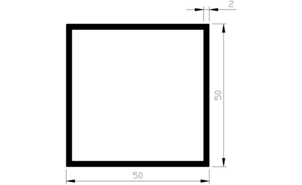 Kokerprofiel alu brute 50x50x2mm