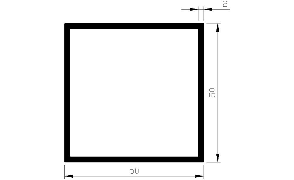 Kokerprofiel alu brute 50x50x2mm