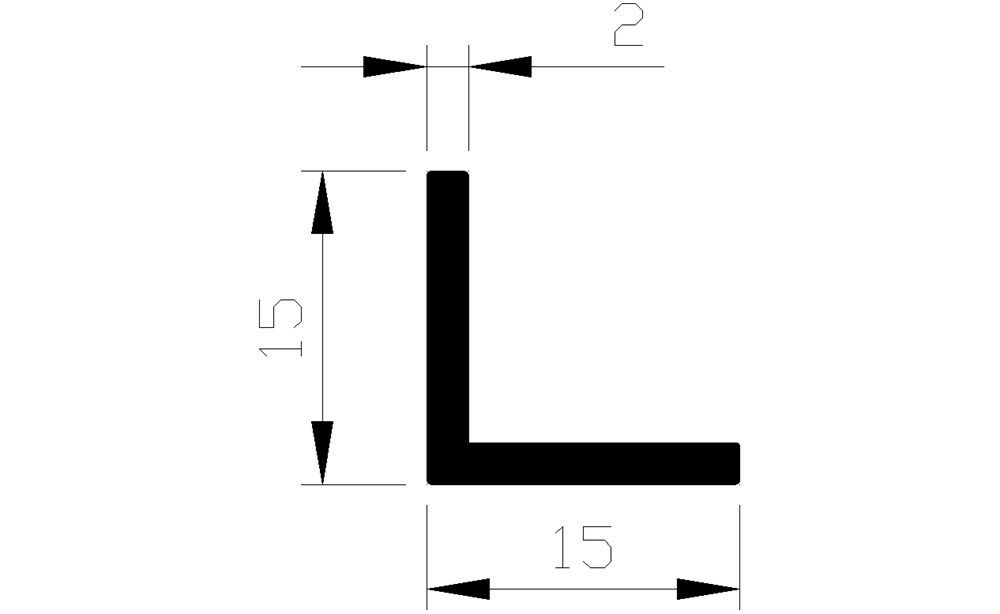 Hoekprofiel alu brute 15x15x2mm (5mtr)