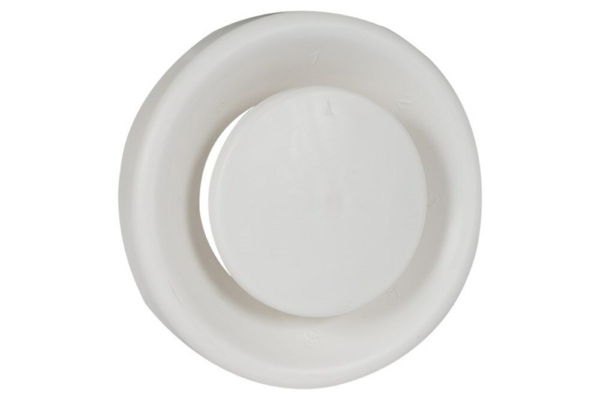 Ventilatieventiel kunststof 8 standen dia 100/125mm wit