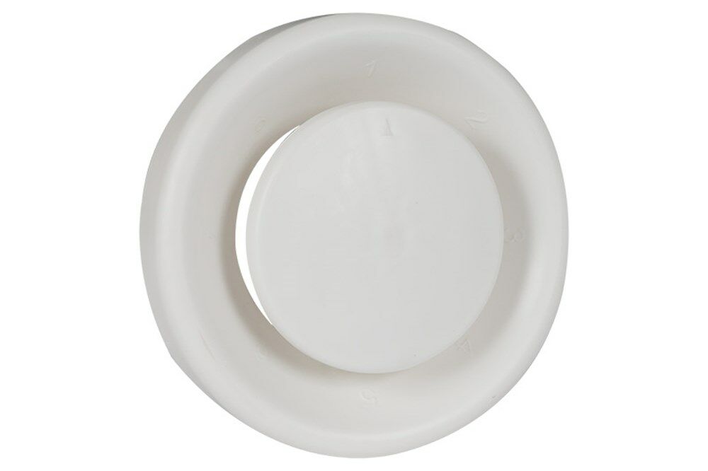 Ventilatieventiel kunststof 8 standen dia 100/125mm wit