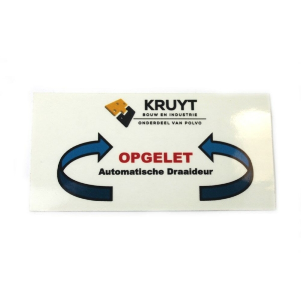 Sticker - pas op automatische draaideur transparant 120x60mm
