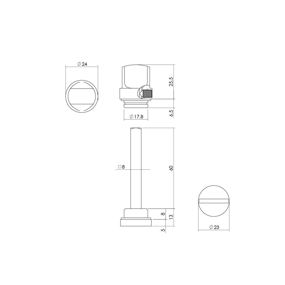 WC-olive los 8mm messing ongelakt