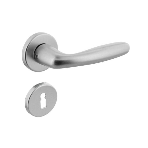 Deurkruk Sigaar en rozet met nok met sleutelgat plaatje aluminium F1