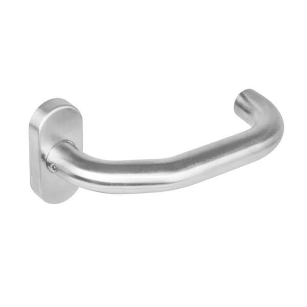 Deurkruk 1236 verkropt op rozet ovaal staal dubbel geveerd RVS