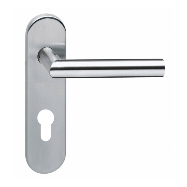 Deurkruk Hoek 90°brandvertragend 9mm op kortschild profielcilindergat 72mm RVS