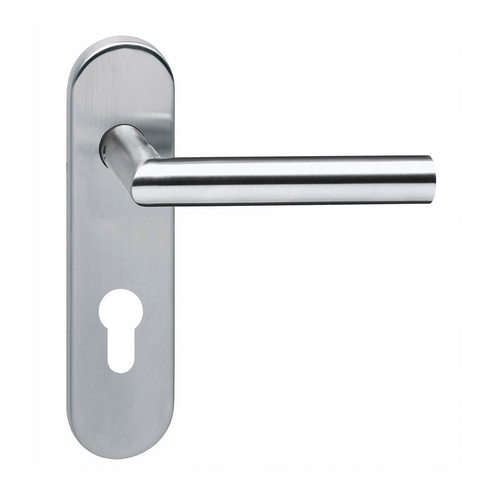 Deurkruk Hoek 90°brandvertragend 9mm op kortschild profielcilindergat 72mm RVS