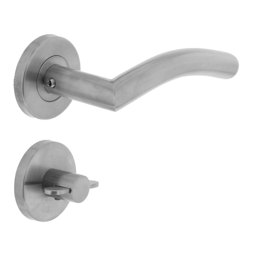 Deurkruk Lisa/hoek 90°op rozet met WC8mm RVS