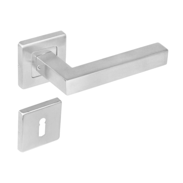 Deurkruk 1249 Vierkant op rozet vierkant met sleutelgat plaatjes RVS