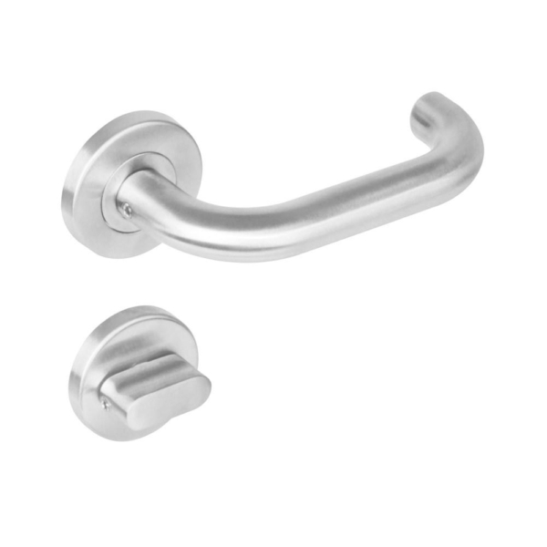 Deurkruk 1271 Rond op rond rozet staal met 7mm nok met WC 8mm RVS