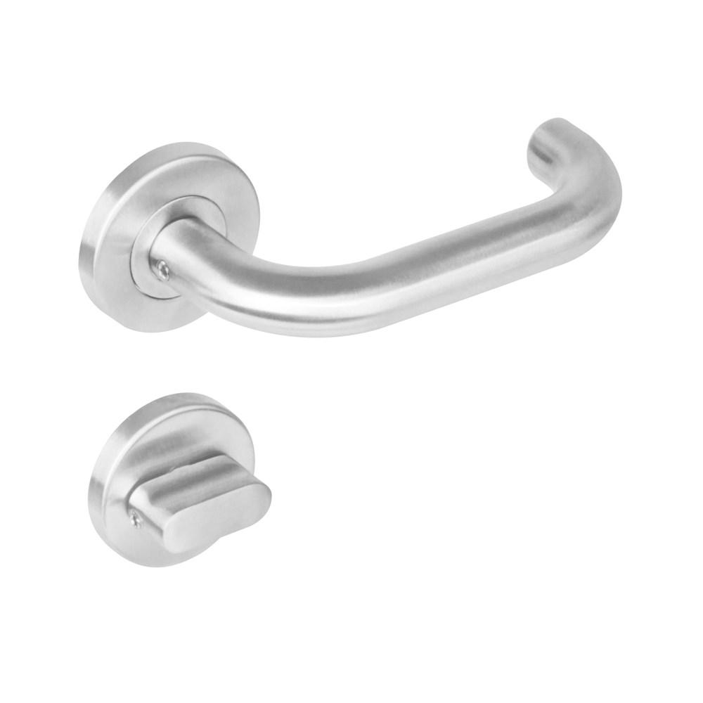 Deurkruk 1271 Rond op rond rozet staal met 7mm nok met WC 8mm RVS