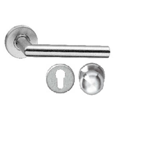 Wisselgarnituur recht hoek 90° brandvertragend op rozet + nok 7mm rvs