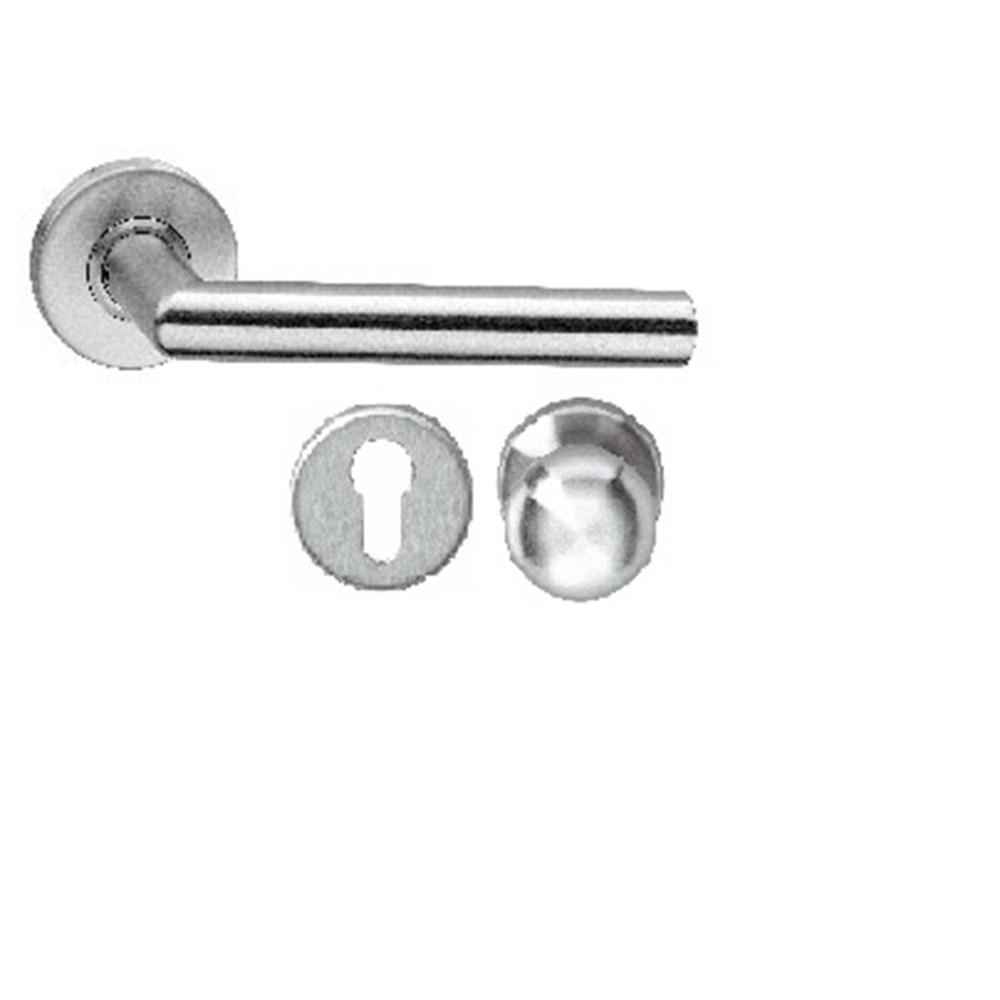 Wisselgarnituur recht hoek 90° brandvertragend op rozet + nok 7mm rvs