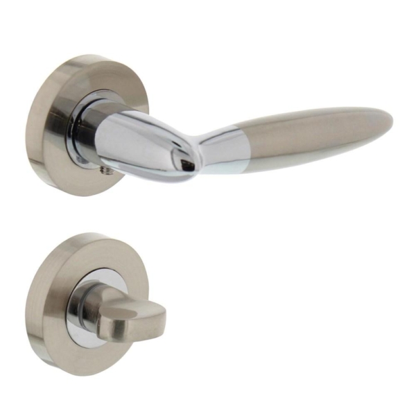 Deurkruk Elen op rond rozet 7mm nokken met WC8mm chroom/nikkel mat