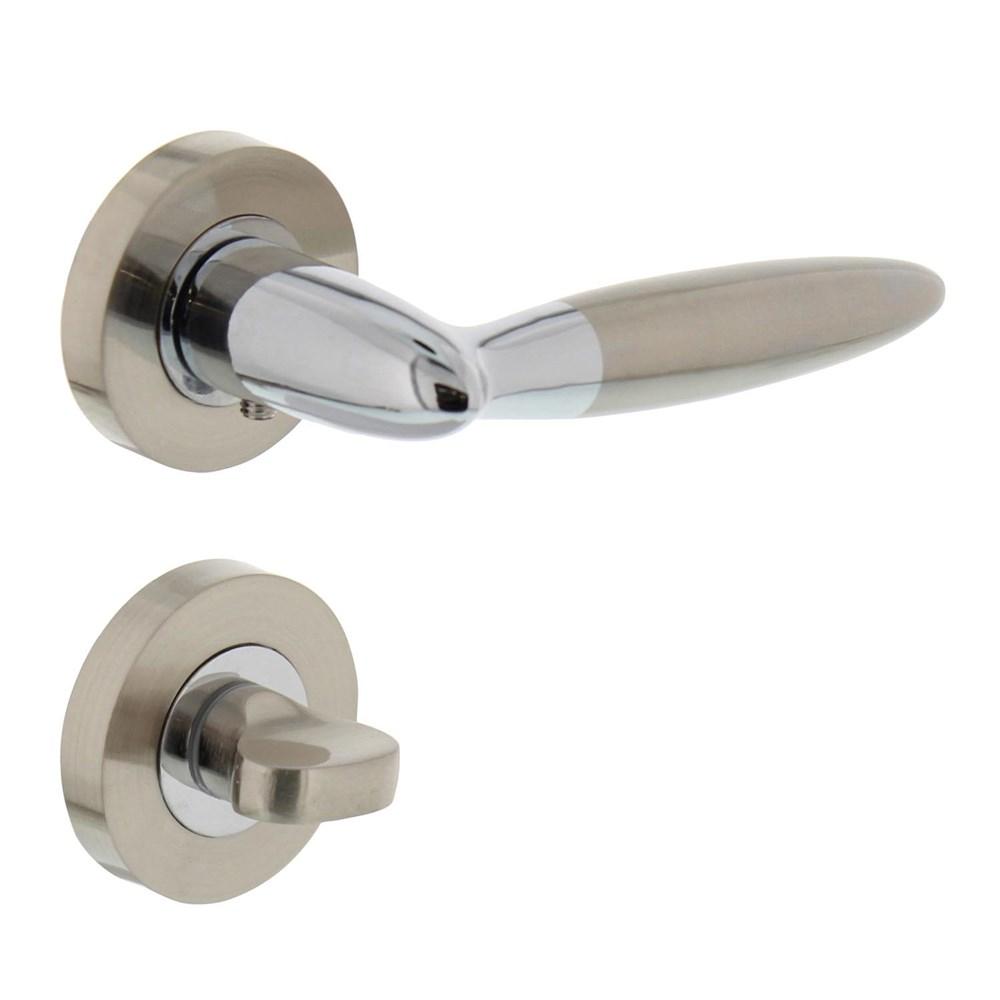 Deurkruk Elen op rond rozet 7mm nokken met WC8mm chroom/nikkel mat