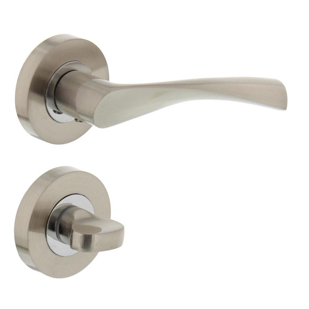 Deurkruk 1687 Giussy op rond rozet 7mm nokken met WC6mm nikkel mat