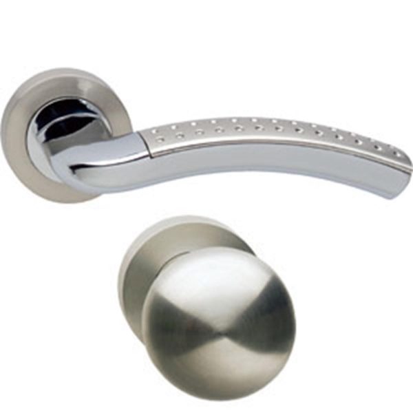 Wisselgarnituur links 1688 Sharon op rond rozet 7mm nokken met profielcilindergat plaatjes chroom/ni