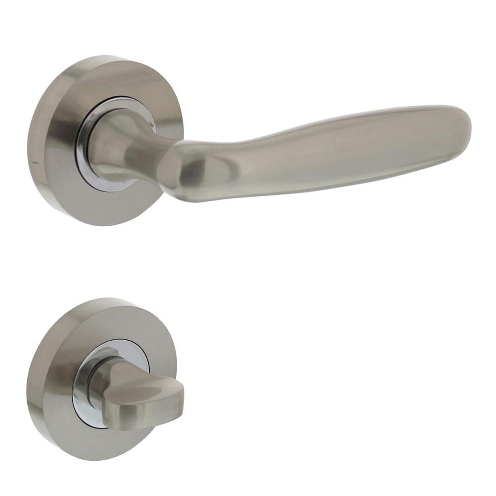 Deurkruk 1692 Bjorn op rond rozet 7mm nokken met WC8mm nikkel mat