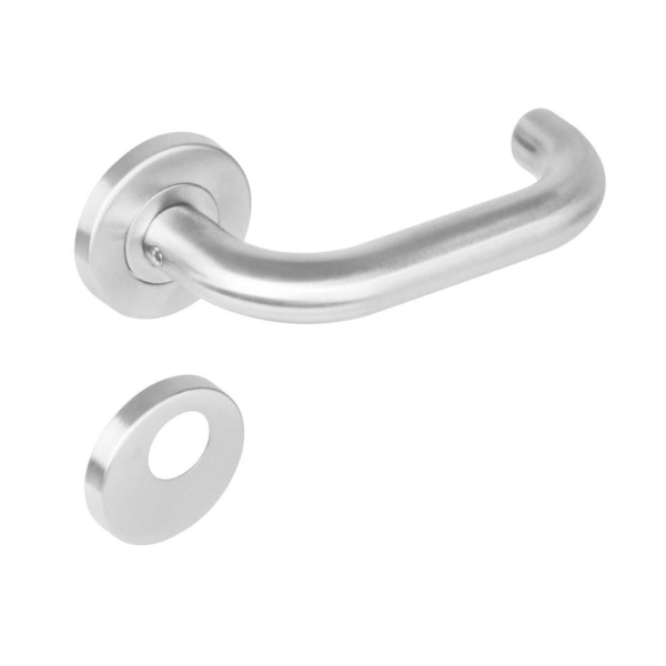 Deurkruk 1271 Rond op rond rozet staal met 7mm nok met RC plaatjes RVS