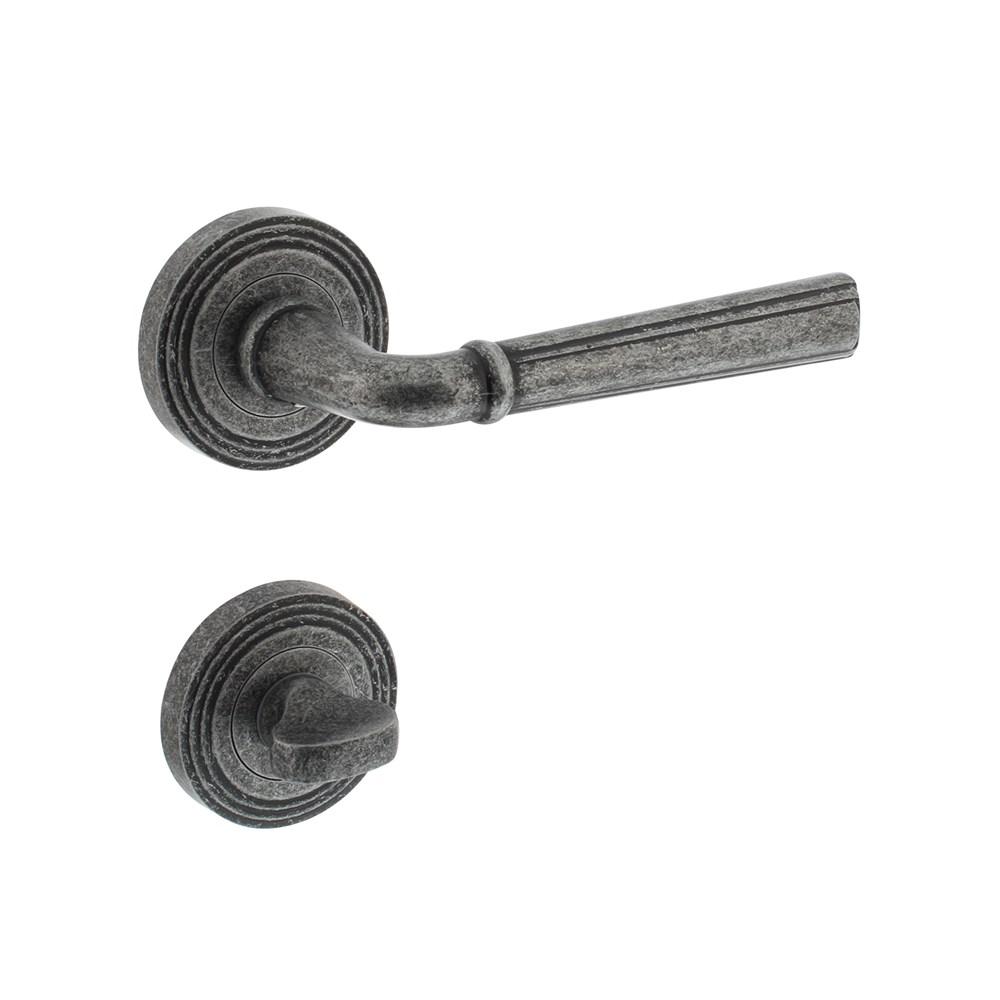 Deurkruk Bellevue op rozet met WC oud grijs