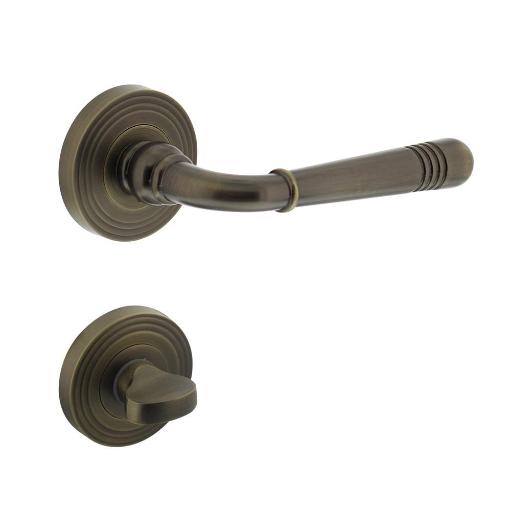 Deurkruk Emily op rozet met WC garnituur gebruineerd